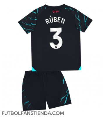 Manchester City Ruben Dias #3 Tercera Equipación Niños 2023-24 Manga Corta (+ Pantalones cortos)